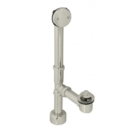 Westbrass All Exposed Pull & Drain Bath Waste, 14" Make-Up, 17 Ga. Tubing in Satin Nickel D3263K-07